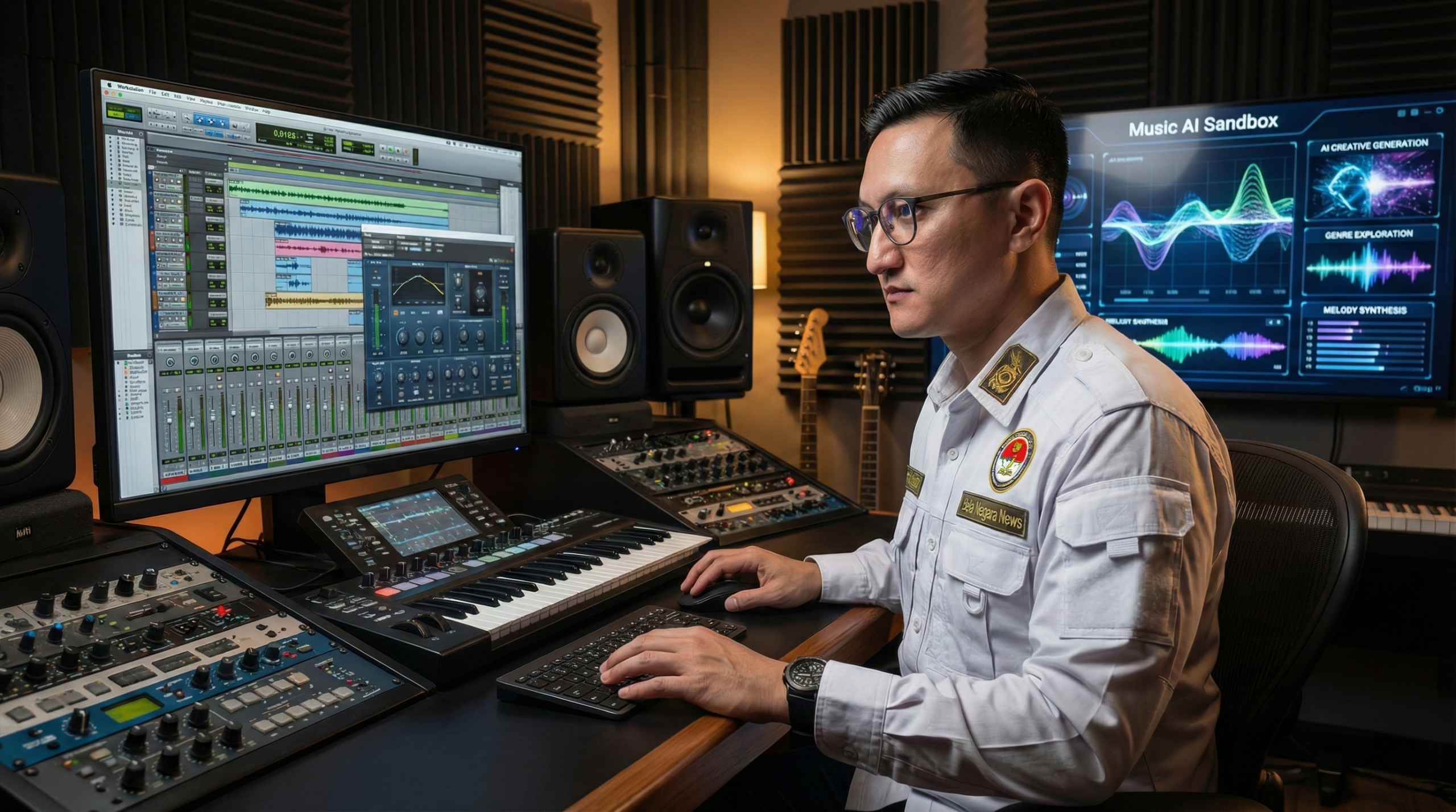 Produser menggunakan Music AI Sandbox untuk memproduksi karya seni audio beresolusi tinggi